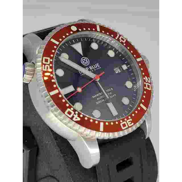 Deep Blue Black Glossy Dial Red Ceramic Bezel Master 1k Automatic 44mm Diver