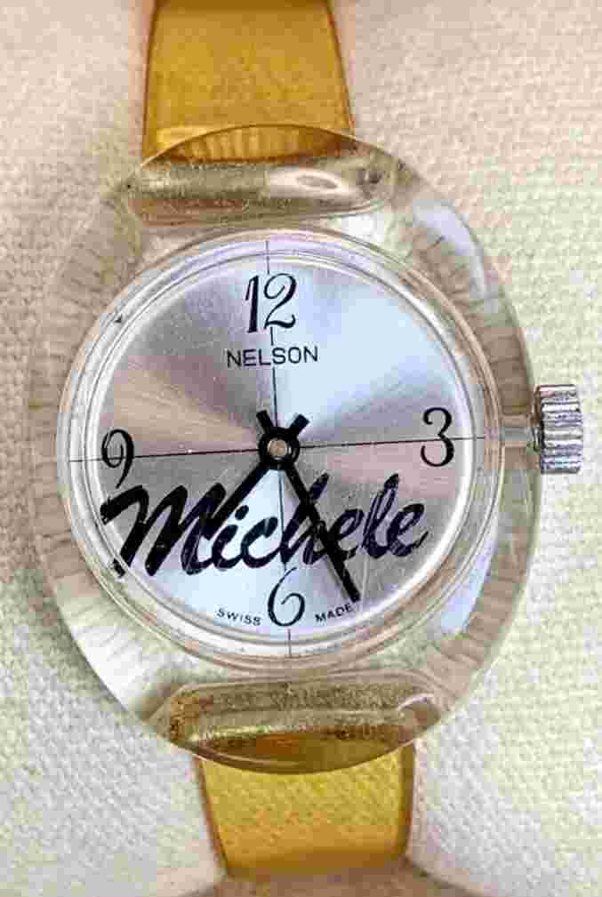 Vintage New MICHELE Nelson Women’s 35mm Swiss Mechanical Watch Silver Clear Case