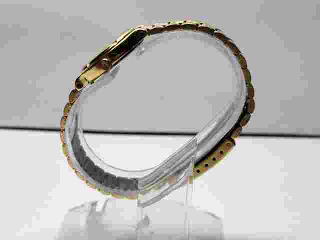 Halston Gold Tone Diamond Womans Wrist Watch 6.25"