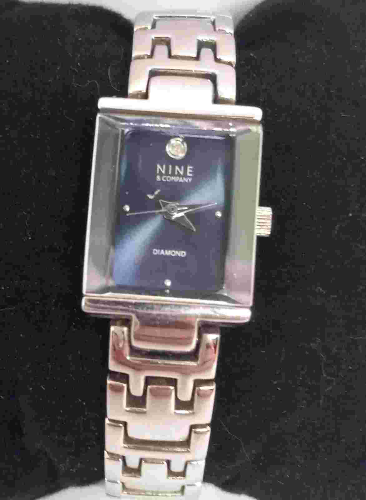 Nine & Co 9C/5079 Diamond Stainless Steel Band Wrist watch Ladies Works W/ Batt