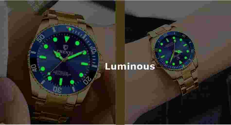 30m Waterproof Men's Woman`s Yellow Gold Luminous Charming Business Quartz Watch