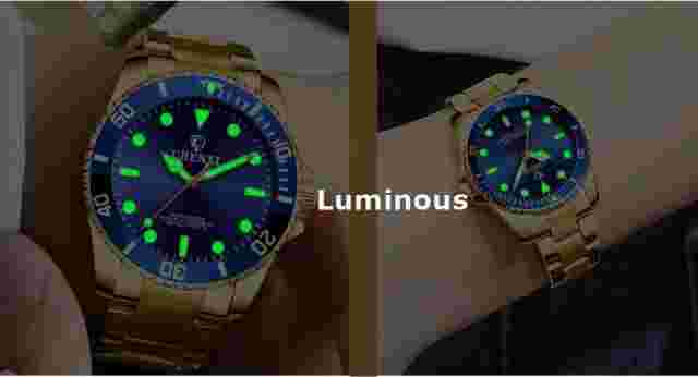 30m Waterproof Men's Woman`s Yellow Gold Luminous Charming Business Quartz Watch