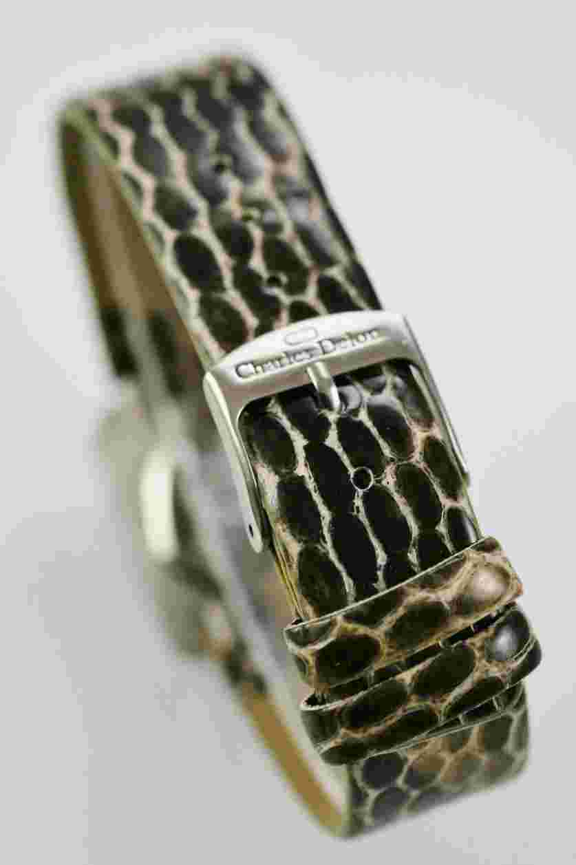 Charles Delon Watch Womens Silver Stainless Water Res Black Brown Leather Quartz