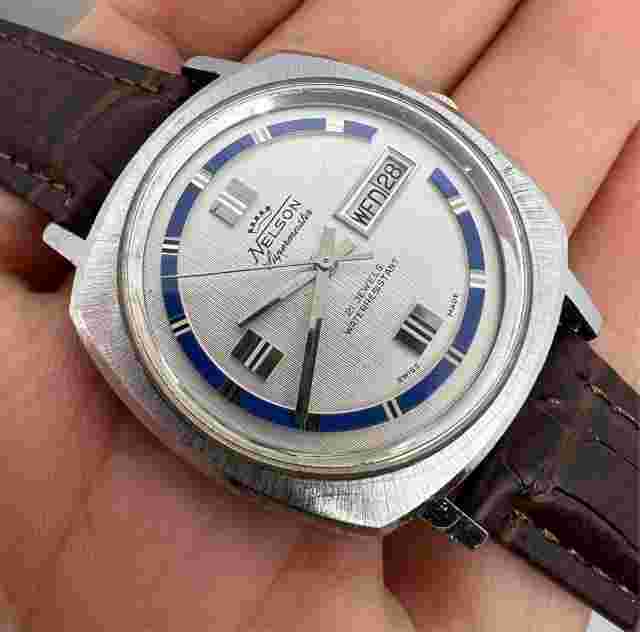 BIG VINTAGE NELSON SUPERMASTER SWISS MADE MENS WATCH
