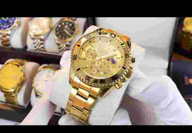 Reloj Dorado con Pulsera en Oro Acero Inoxidable Digital Deportivo de Hombres