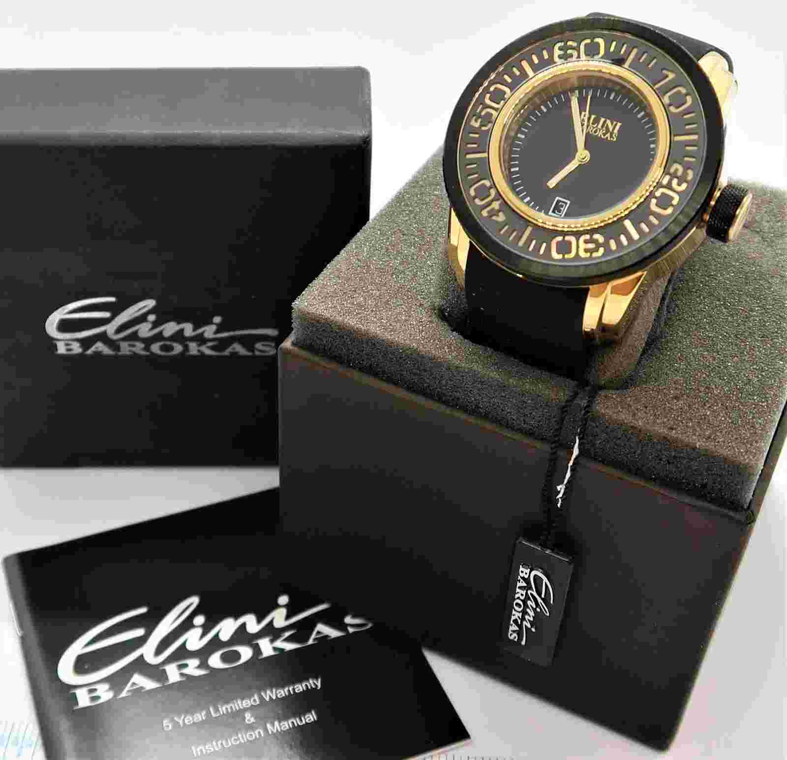 ELINI BAROKAS, 330ft "316L" Date Just, UNIQUE!  w/Box, BIG MENS WATCH,MIB R25-96