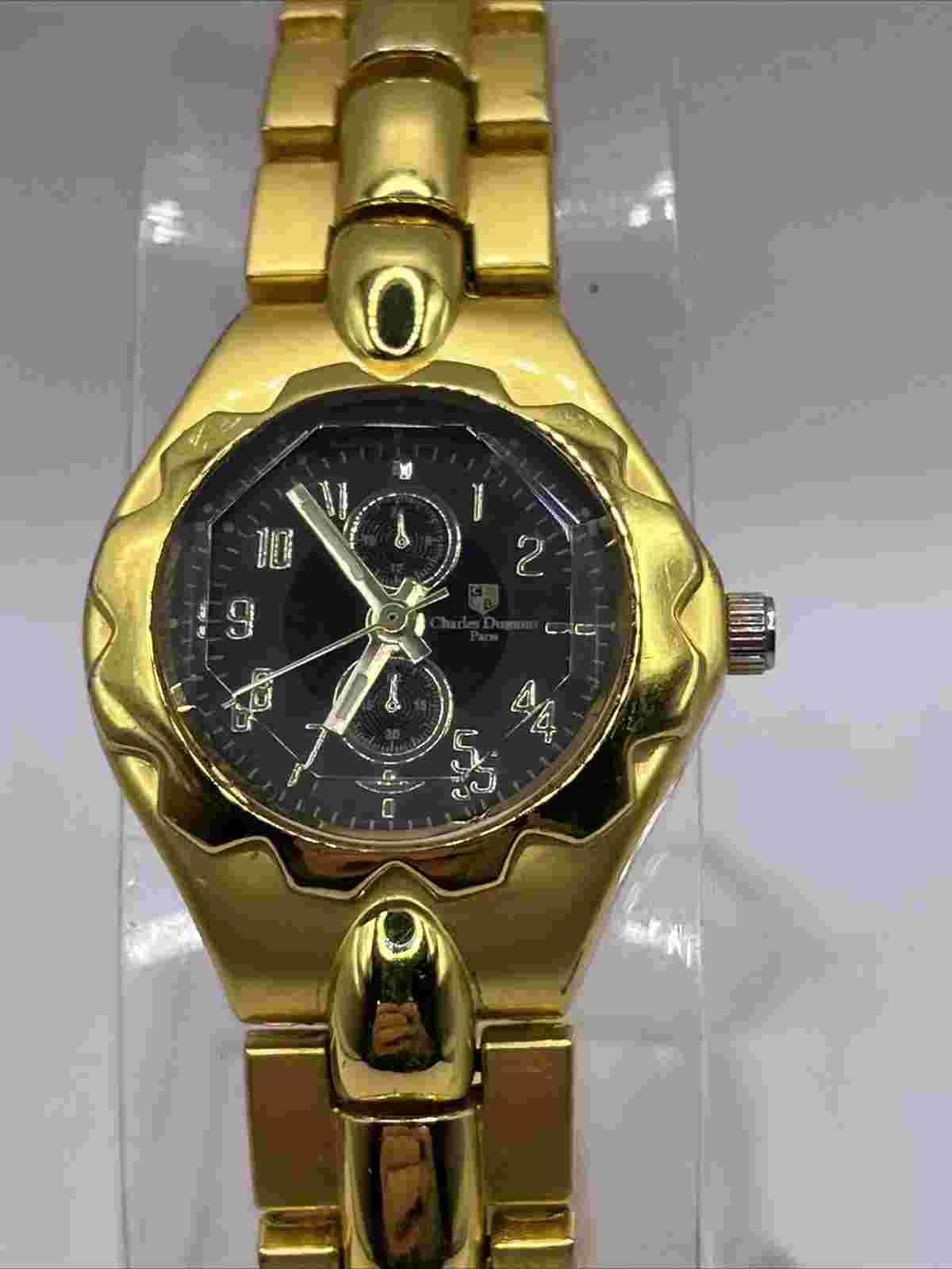 Charles Dumont Paris Women's Quartz Watch Gold Tone Band- New Battery