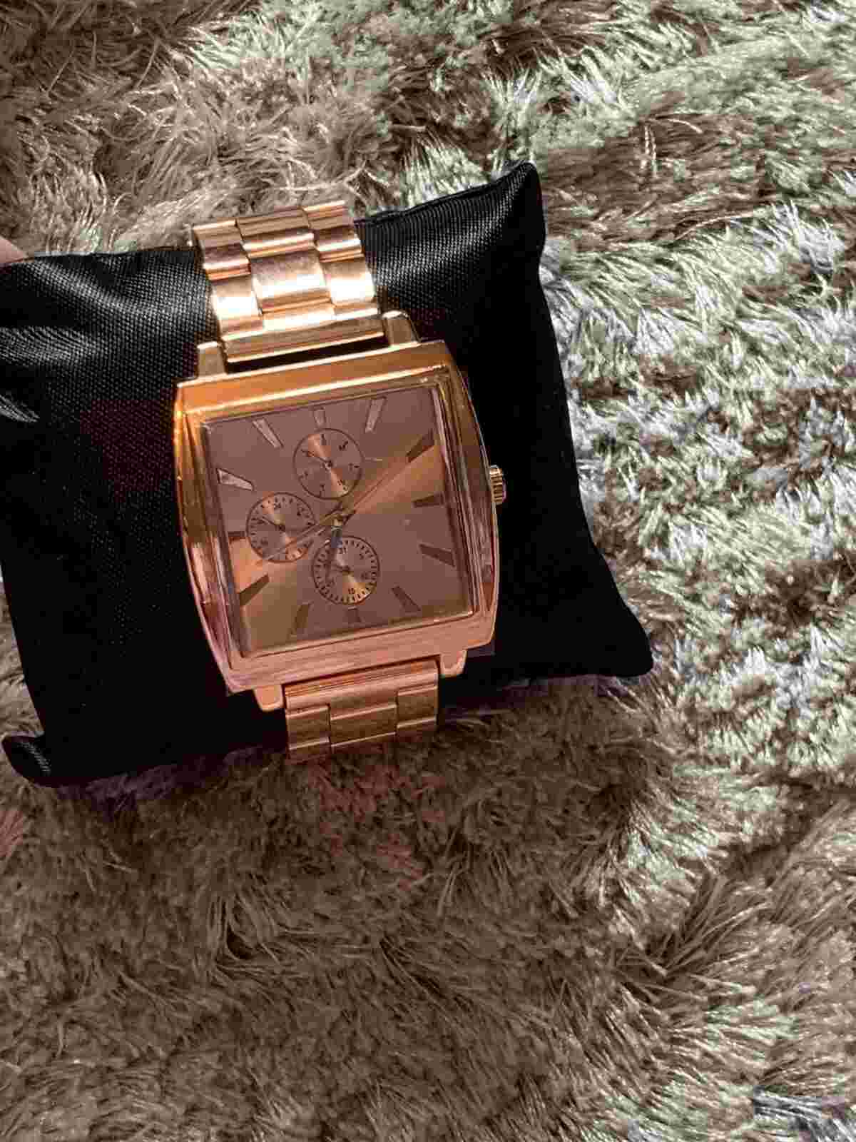NEW NEEDS BATTERY - ASOS SQUARE FACE BOYFRIEND WATCH - COPPER