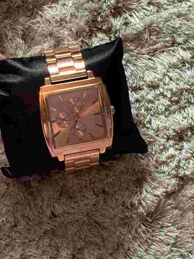 NEW NEEDS BATTERY - ASOS SQUARE FACE BOYFRIEND WATCH - COPPER