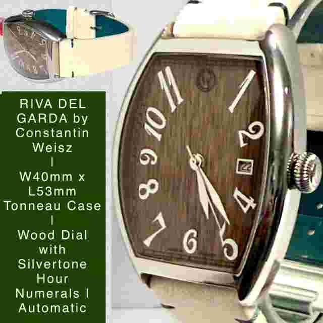 40mm Auto Wood Dial RIVA DEL GARDA LE#02/49 Tonneau Case Constantin Weisz Watch
