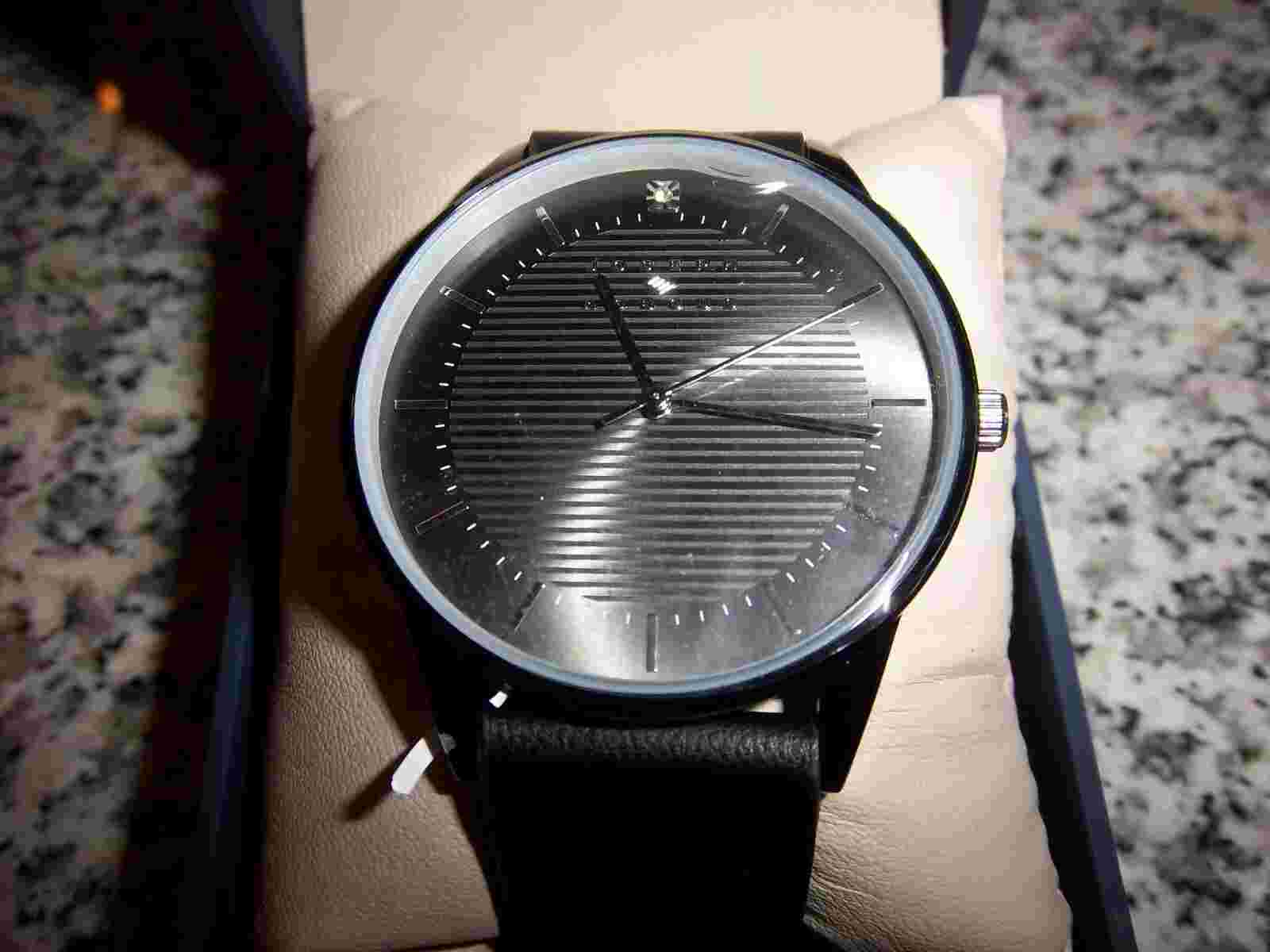 MENS BLACK JOSEPH ABBOUD LEATHER STRAP WATCH - NIB