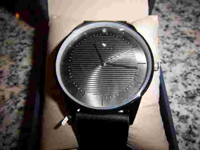 MENS BLACK JOSEPH ABBOUD LEATHER STRAP WATCH - NIB