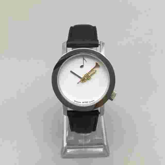Akteo Trumpet Music Watch Unisex 34mm Silver Tone Leather Band New Battery