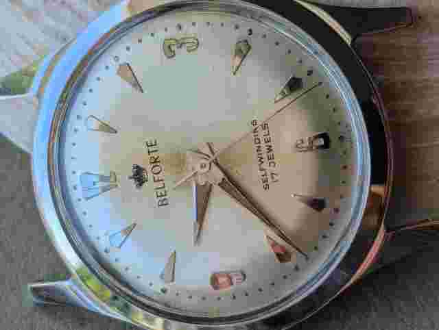 Vintage 1950/60's Belforte 9064 Series All SS Midsize Watch w/'SWISS' Only Dial