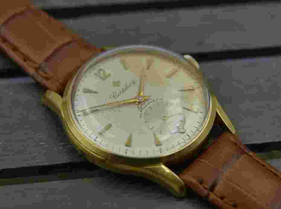 40s vintage watch mens Cortebert ref. 8493 gold pl manual wind cal. 677 serviced