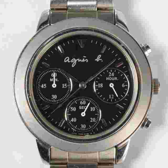 Agnes B Chronograph Ladies Wrist Watch V654-6100 F-8 928859 Stainless Link Band
