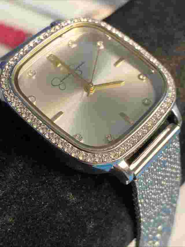 JESSICA SIMPSON Silver Tone Rhinestones Marker and Bezel New Battery Mesh Band