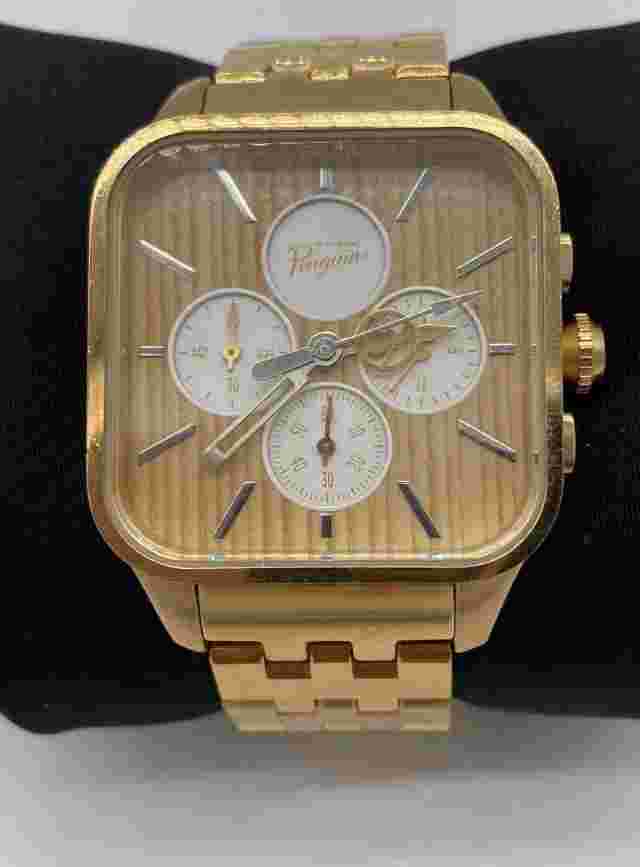 Mens Penguin Watch Gold Tone Chronometer Stainless Steel Water Resistant