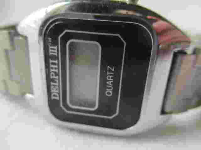 Delphi III Women's Digital Quartz Wristwatch Silvertone Metal Link Band