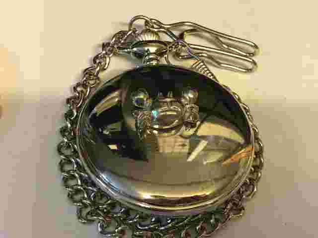 Crab TG153 Pewter on a Silver Pocket Watch Quartz fob