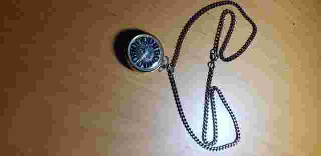 Vintage Genova Pocket Watch - Gold and Black Dial, White Hands - Swiss Made