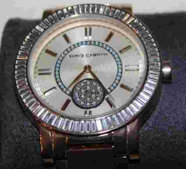 Vince Camuto Rose Gold Crystal Accented Ladies Wrist Watch VC/5198 Battery READ