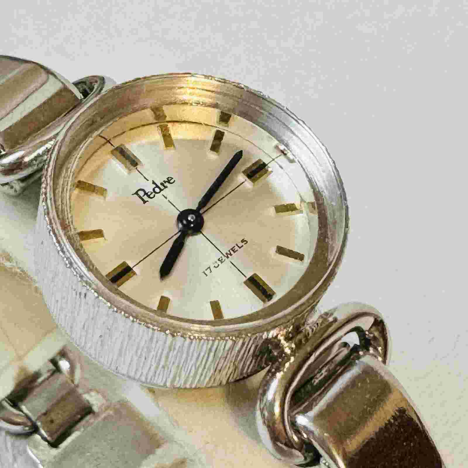 Vintage Pedre Hand Wind Women's Silver Tone Bracelet Watch Florentine RUNS READ