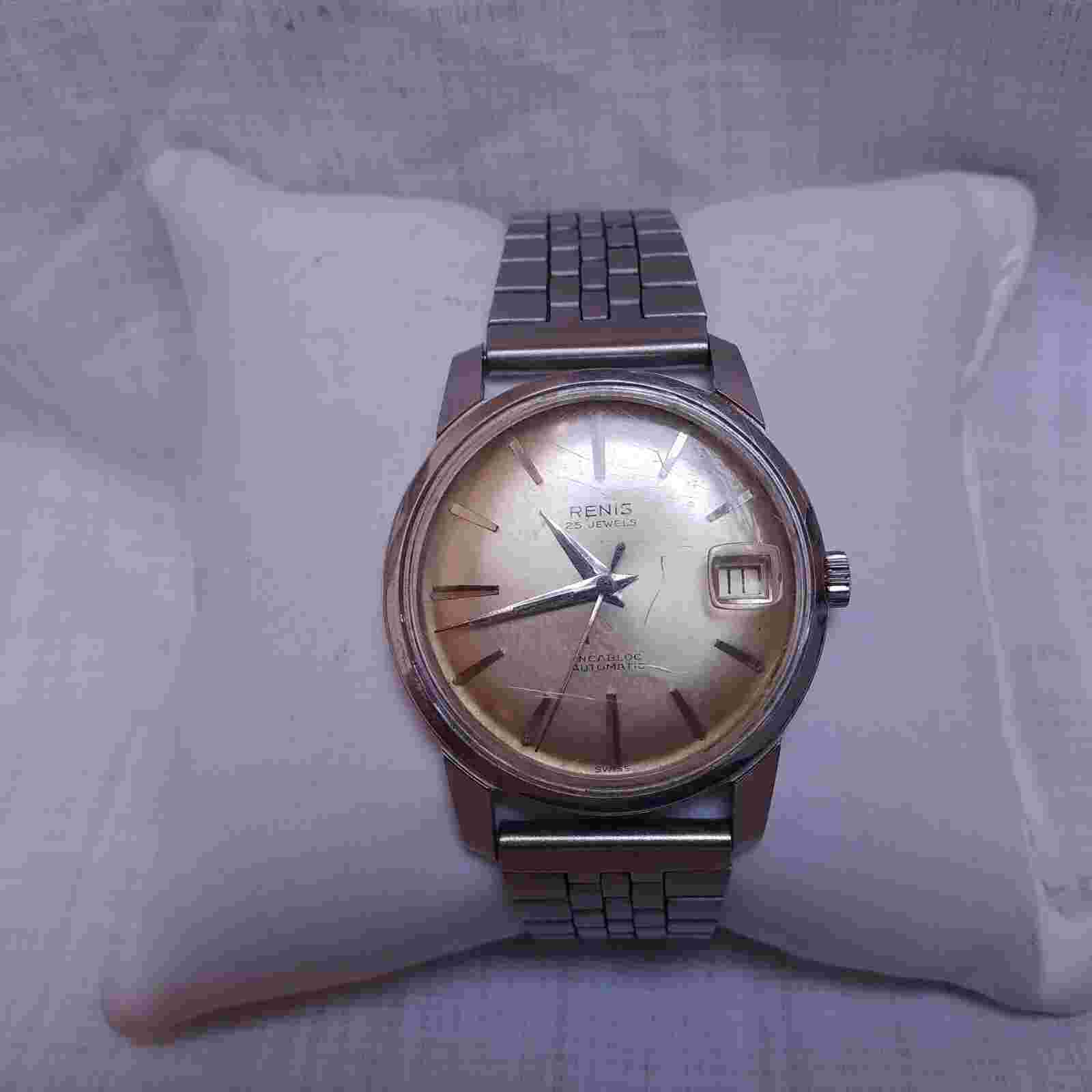 VINTAGE RENIS INCABLOC 25 JEWELS AUTOMATIC CAL. AS 1700 WRIST WATCH WORKING
