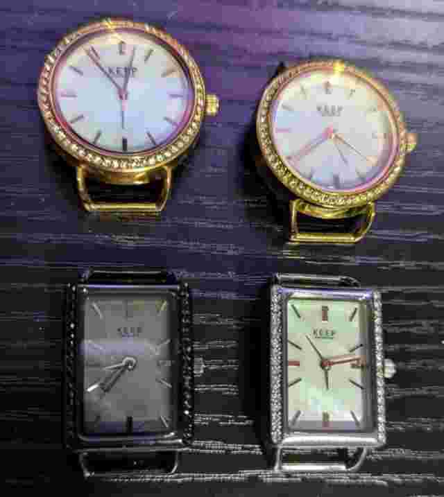 LNC Keep Collective Bracelet Slider Rhinestone Watch - ROSE GOLD Mother of Pearl