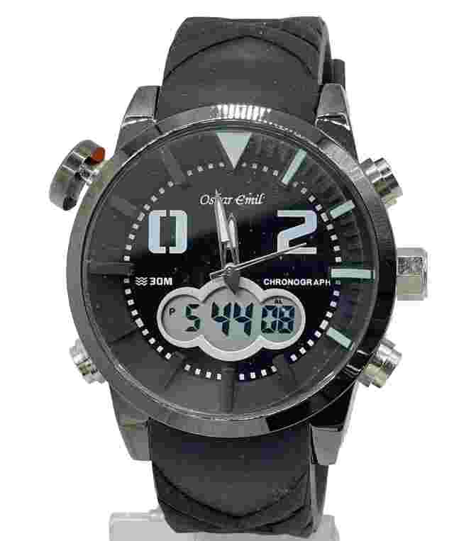 Oskar Emil CAPETOWN Men's Quality Sports Chronograph Stainless Steel Watch BLACK