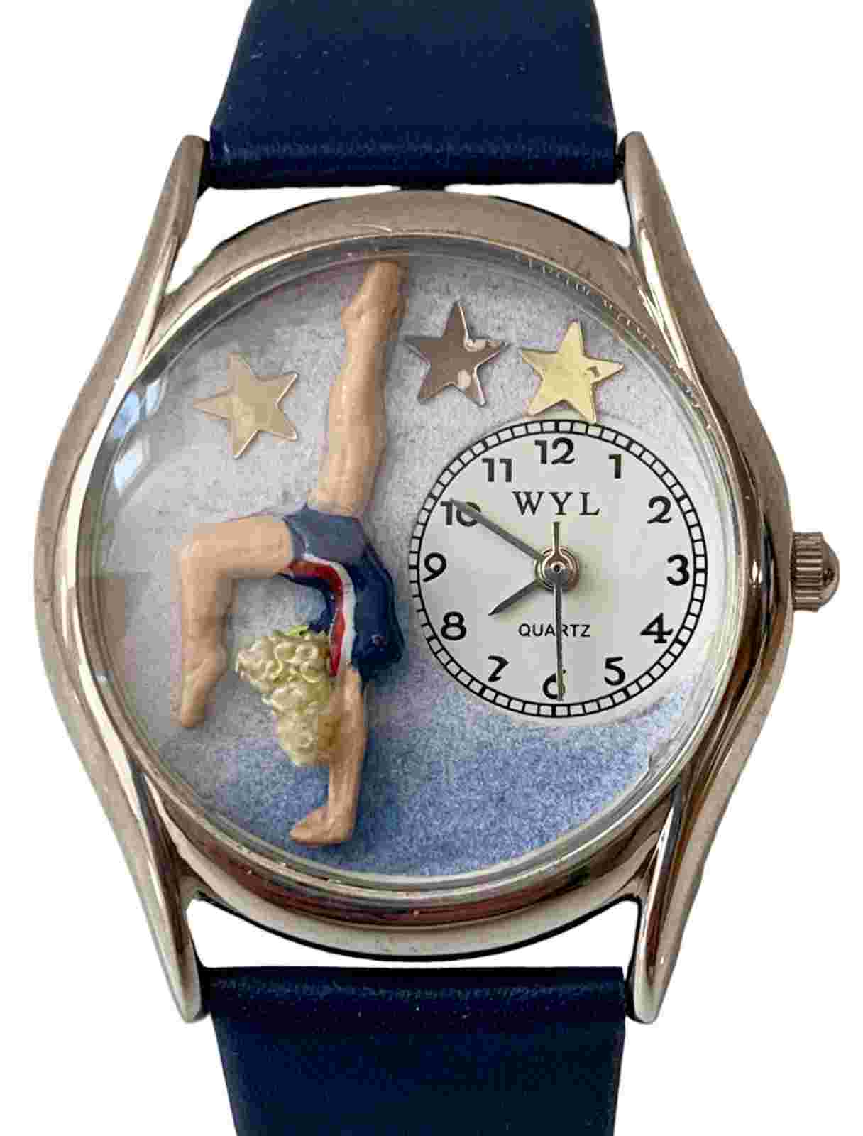 Vintage Whimsical Watches Gymnast-Themed Silver Finish Watch w/New Battery