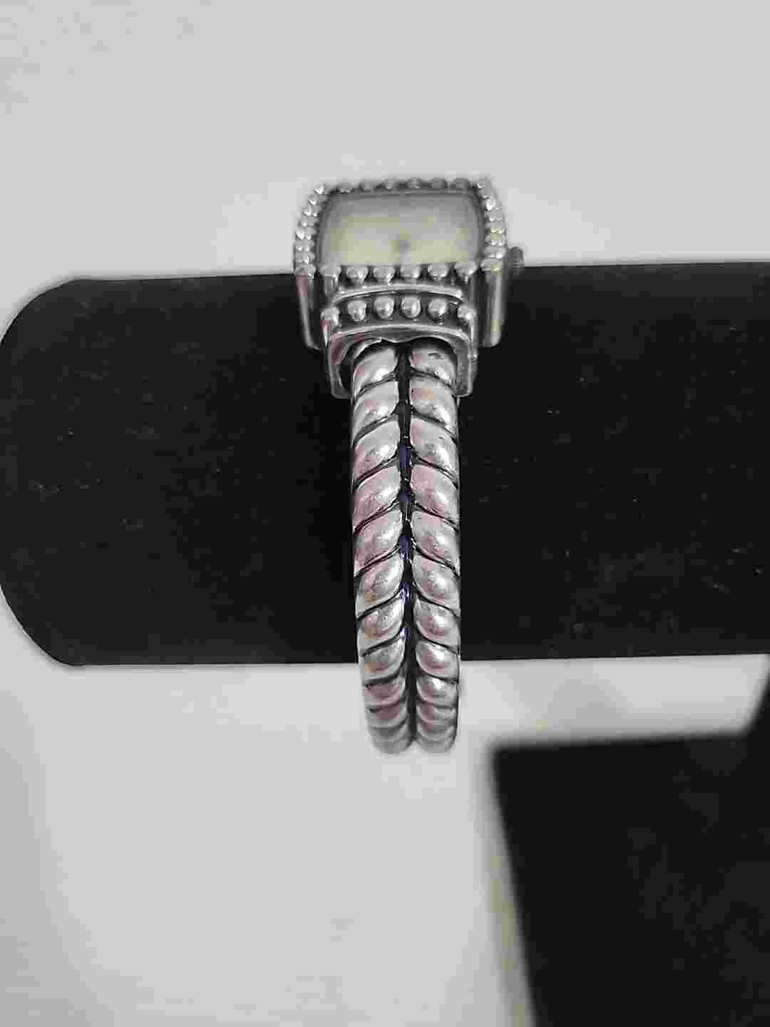 Talbot's Platinum Silver Cuff Bracelet Watch Square Face