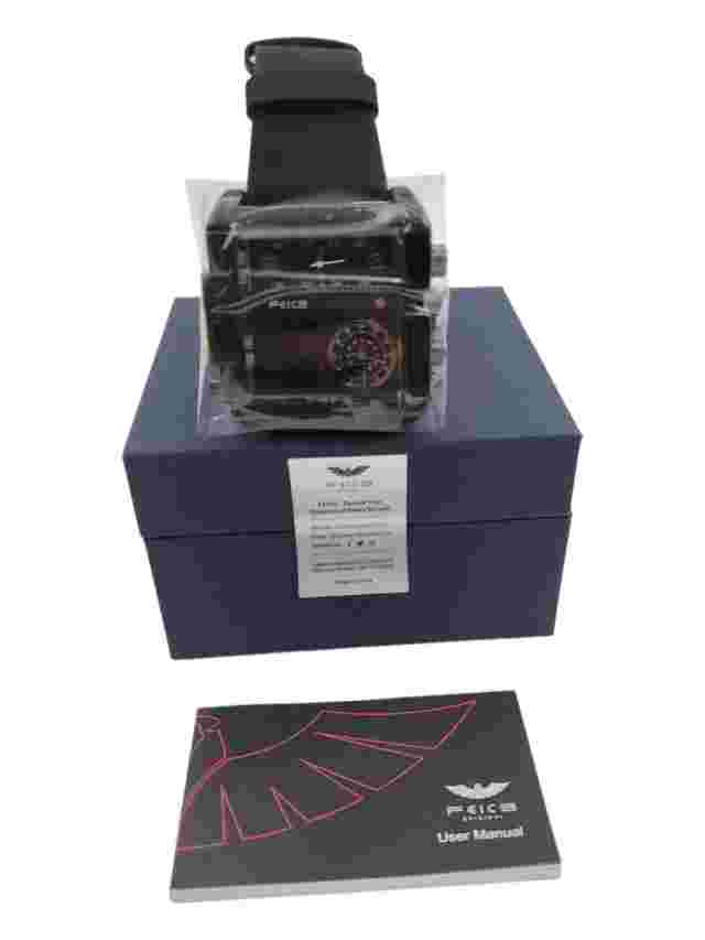 Men's Feice Quartz Sport Watch Chronograph LED Square Analog Japan Waterproof
