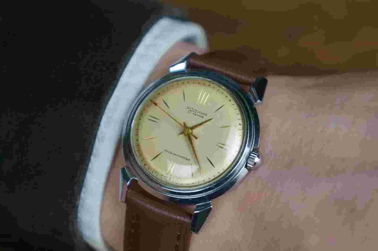 Rodina watch, USSR watch 1950s. Mens vintage watch, Retro watches, old watch