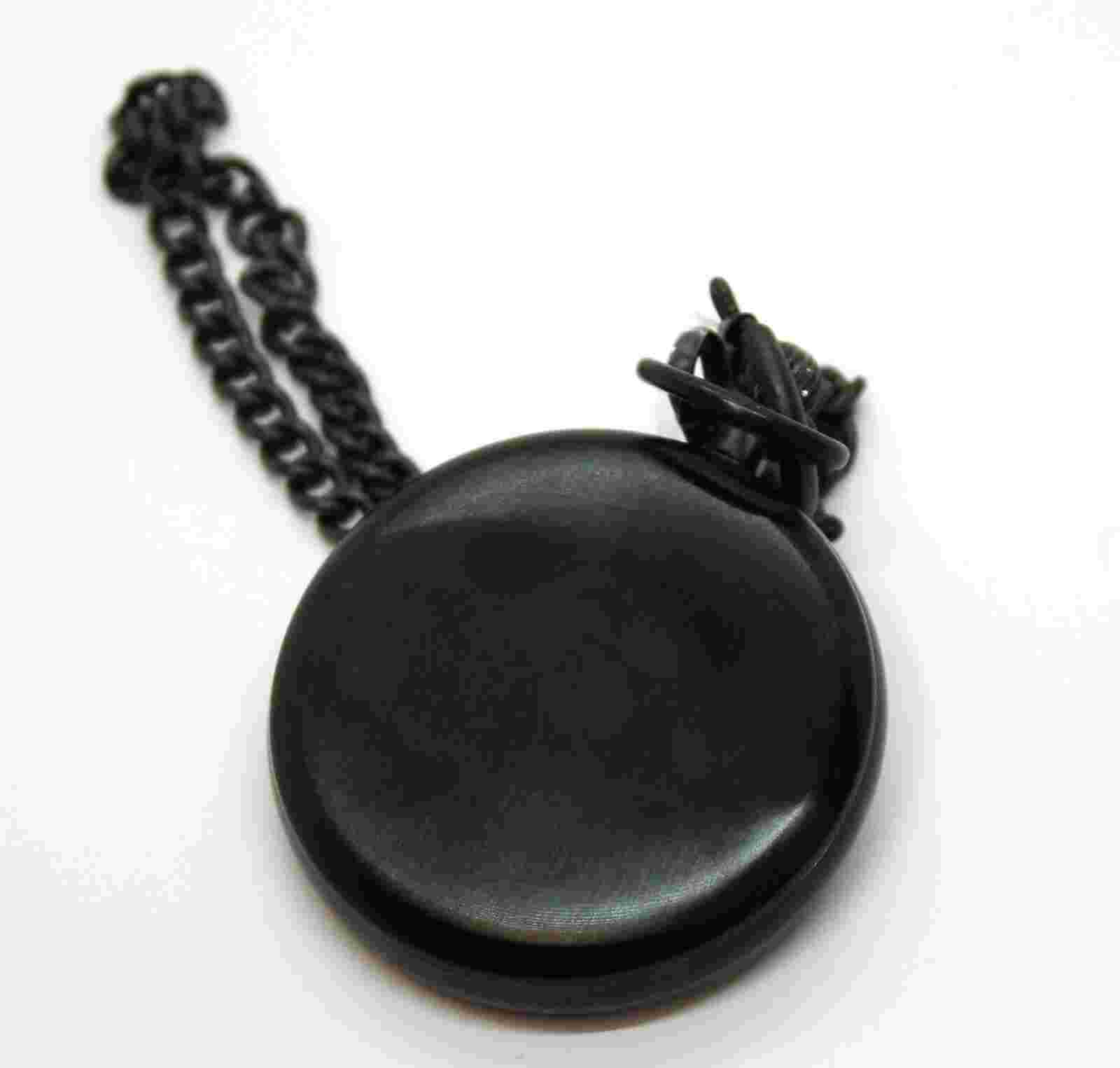 Pocket Watch Black with Hand Wind and Chain