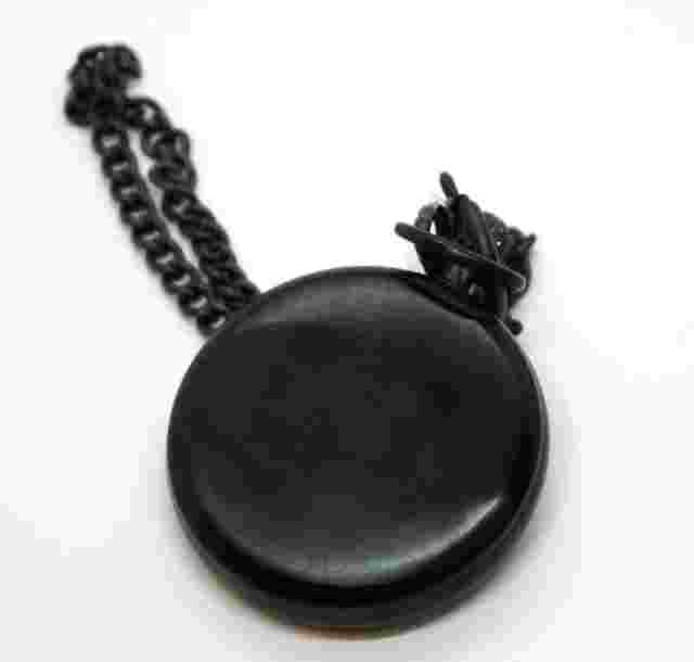Pocket Watch Black with Hand Wind and Chain