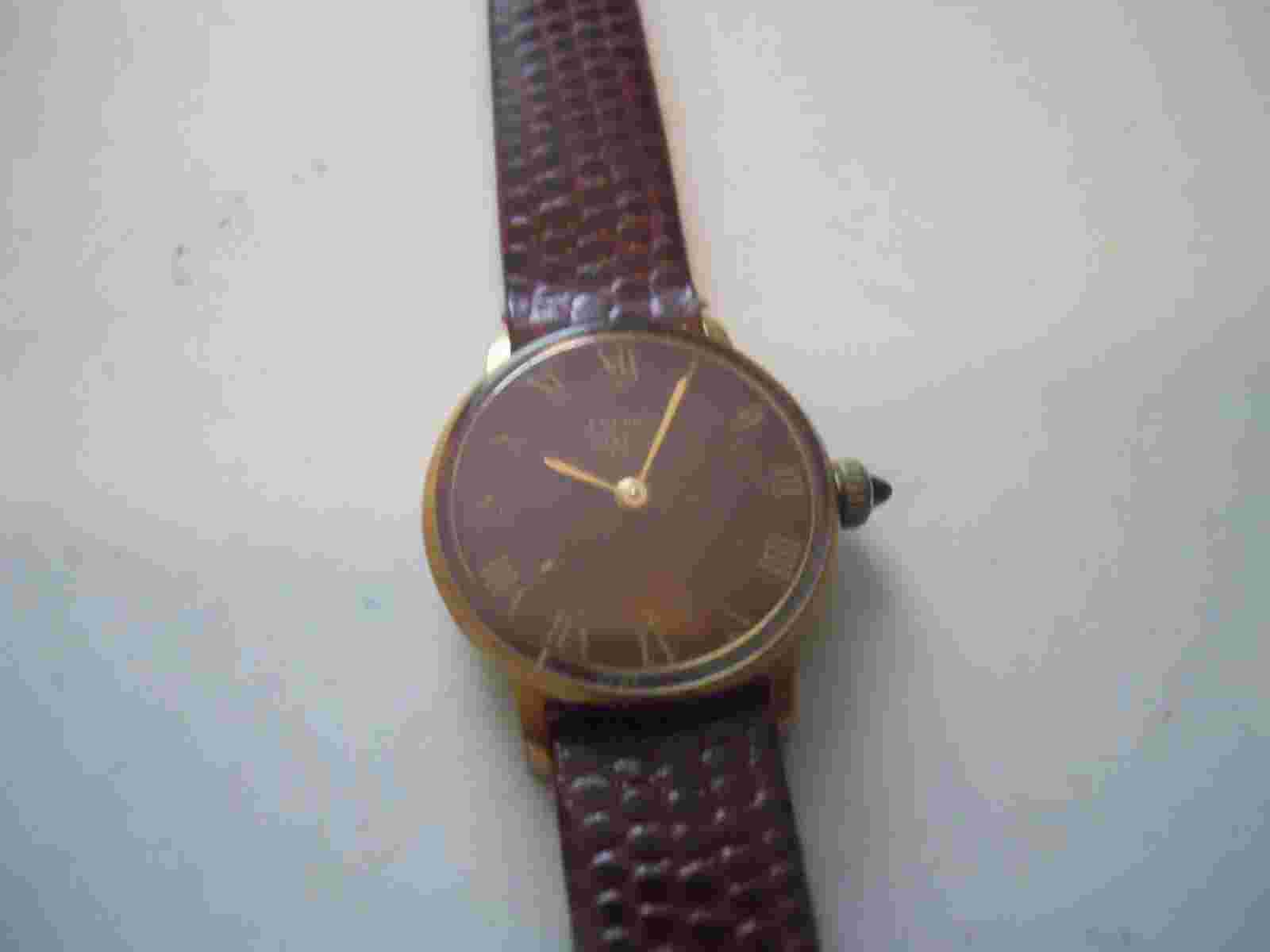 Vintage Emerich Meerson women's Brown leather,winding up & Analog used watch.