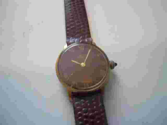 Vintage Emerich Meerson women's Brown leather,winding up & Analog used watch.
