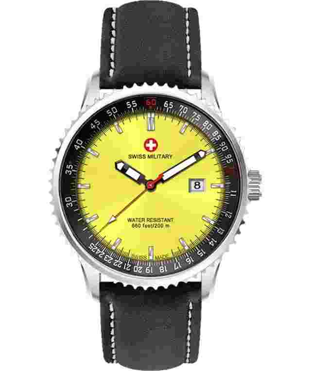 CX Swiss Military Lightning Rawhide Swiss Watch 44mm Case 20ATM Yell Dial 3119