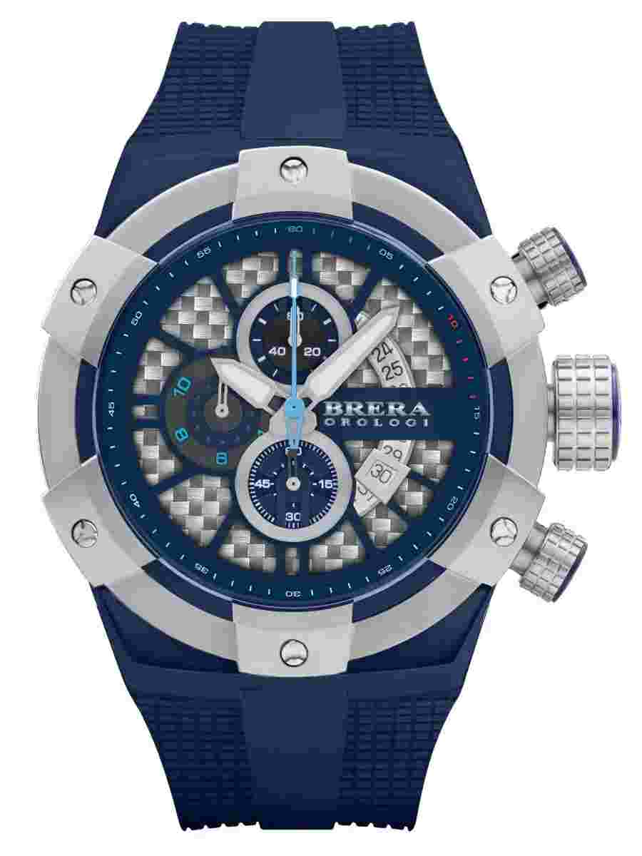 NEW Brera Orologi SUPERSPORTIVO Blue IonPlated 48mm Chrono Mens Watch BRSSC4919B