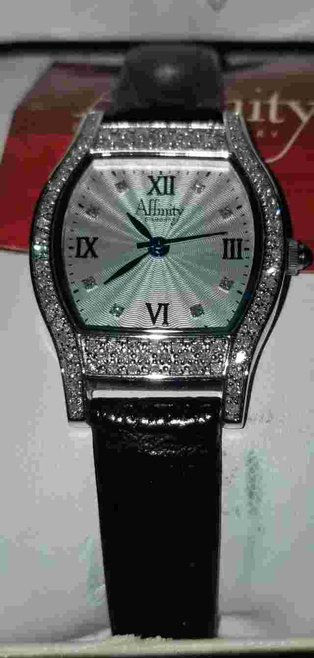 Affinity Diamond Ladies Watch (0.40ct), Black Leather Strap, Orig Box/Papers