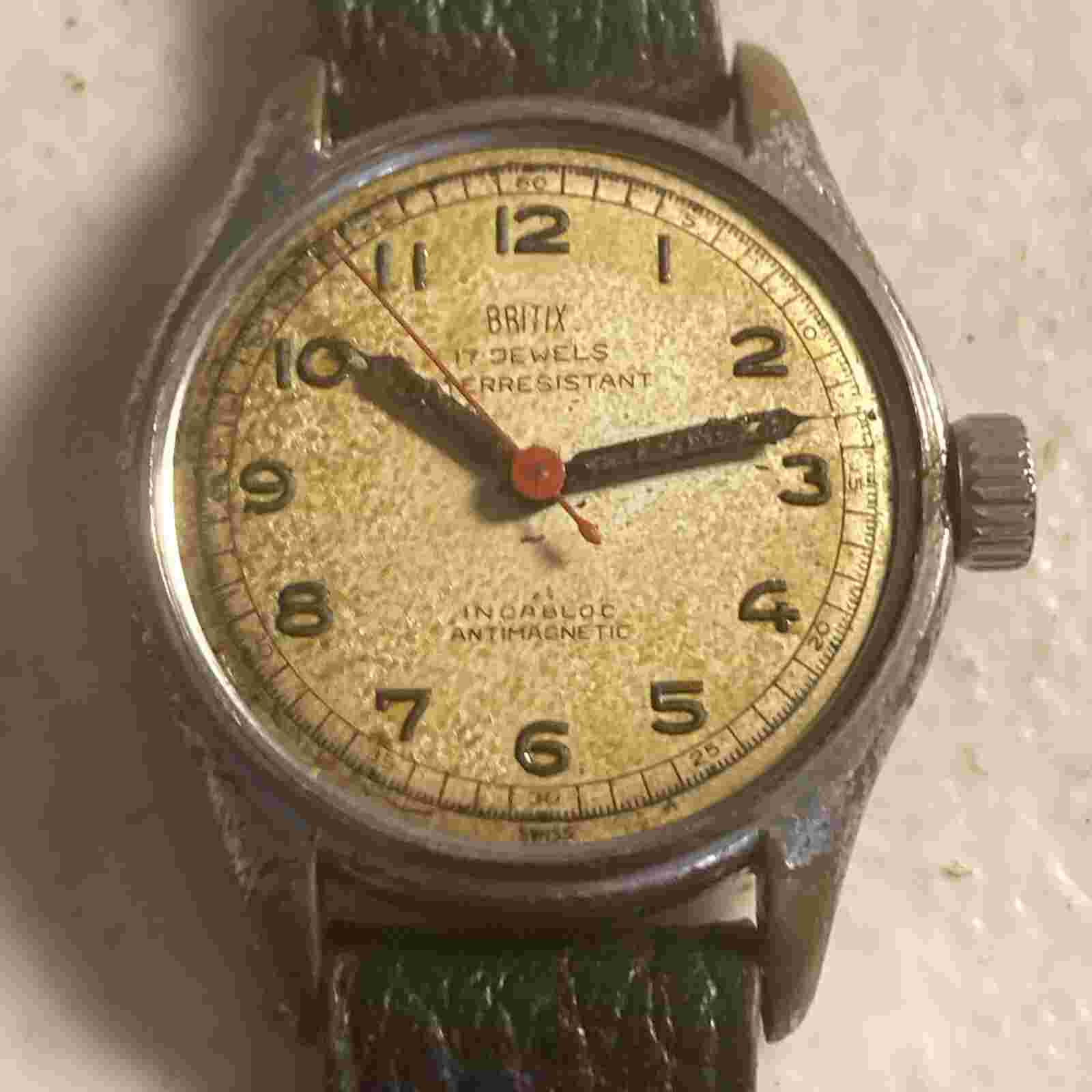 VTG Men’s BRITIX, Military Style, 17J, Swiss, Not Working, Sold As Is, No Return