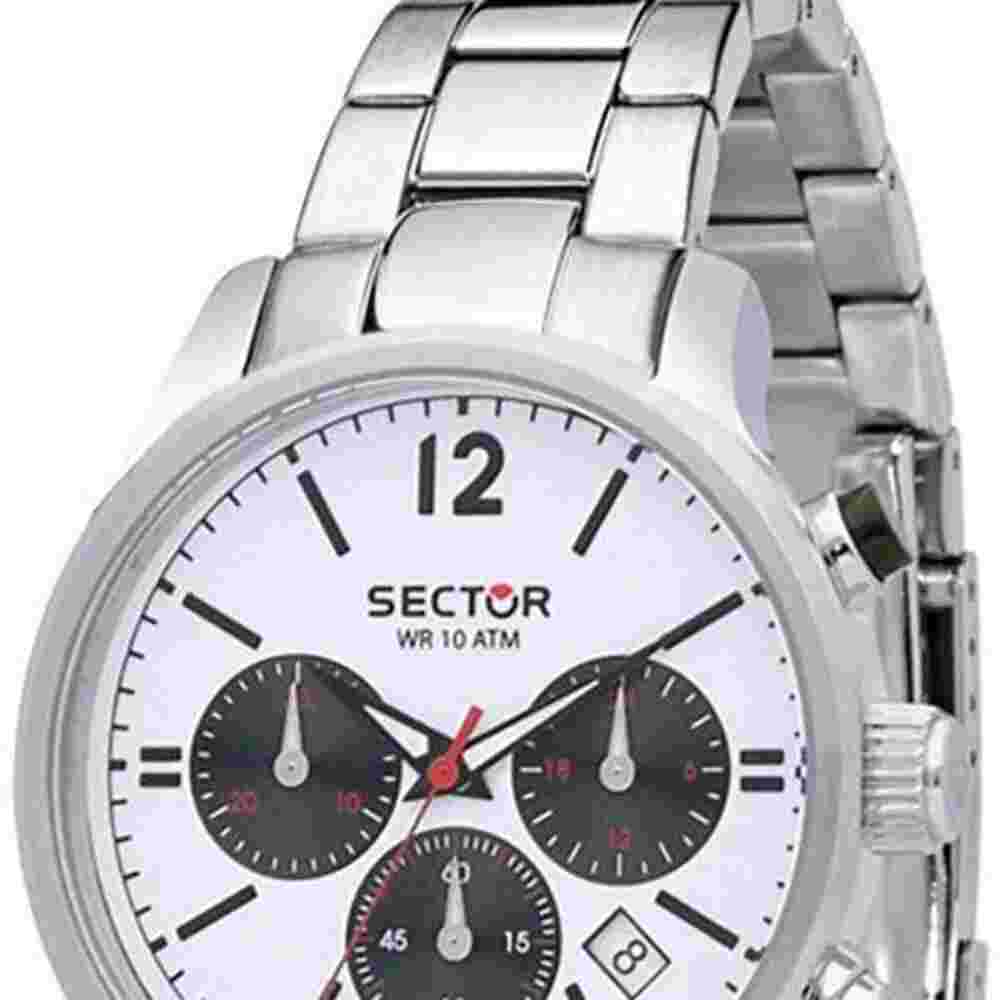 Sector 640 R3273693003 Men's Chronograph Quartz Watch - 42mm White Dial, Stainle