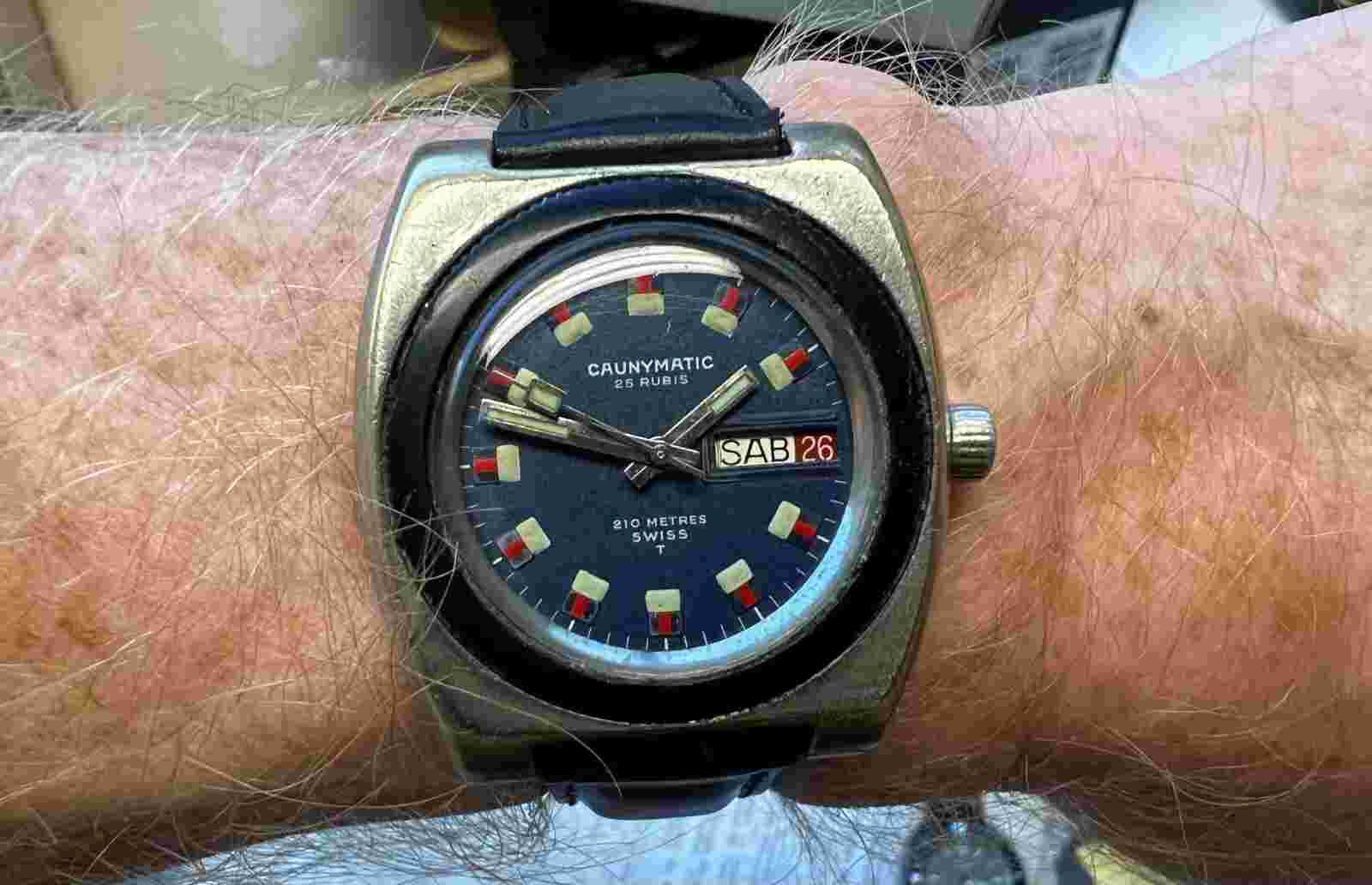Rare vintage CAUNYMATIC Super Waterproof 25J - Cal. ETA 278 from the 1960s. 38mm