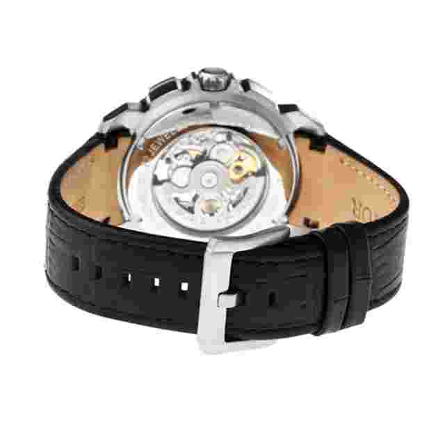 Heritor Automatic Conrad Skeleton Leather-Band Watch - Silver