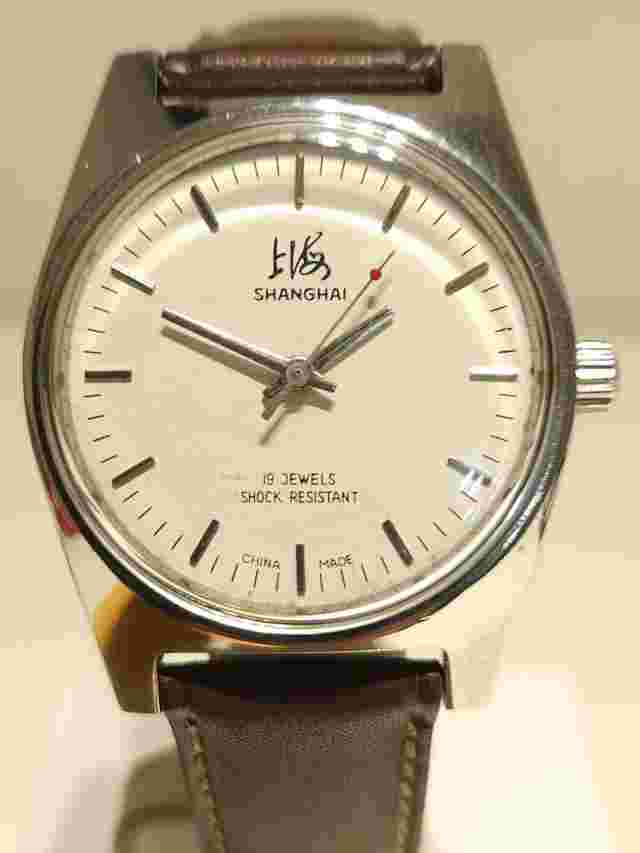 VINTAGE RARE EARLY ST.STEEL CHINA MEN'S MECHANICAL WATCH "SHANGHAI" ZUAN 19 J
