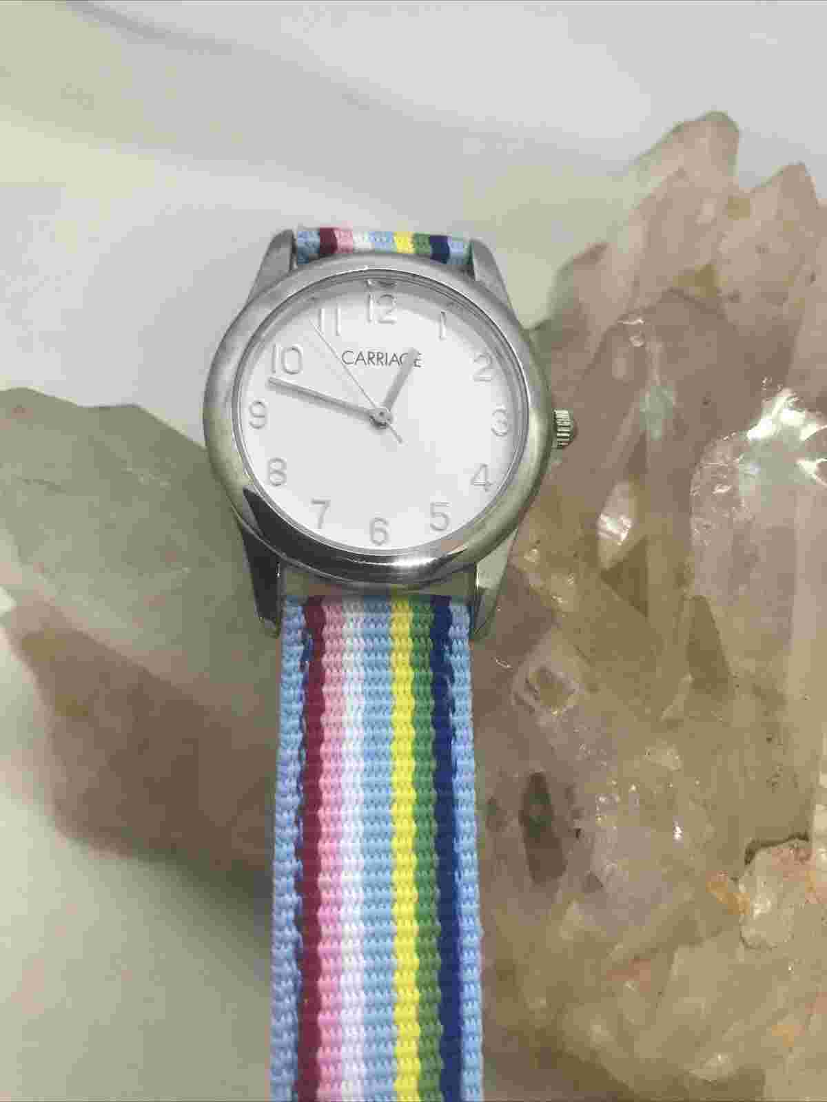 Girls NOS Carriage Colorful Band Watch With New Battery