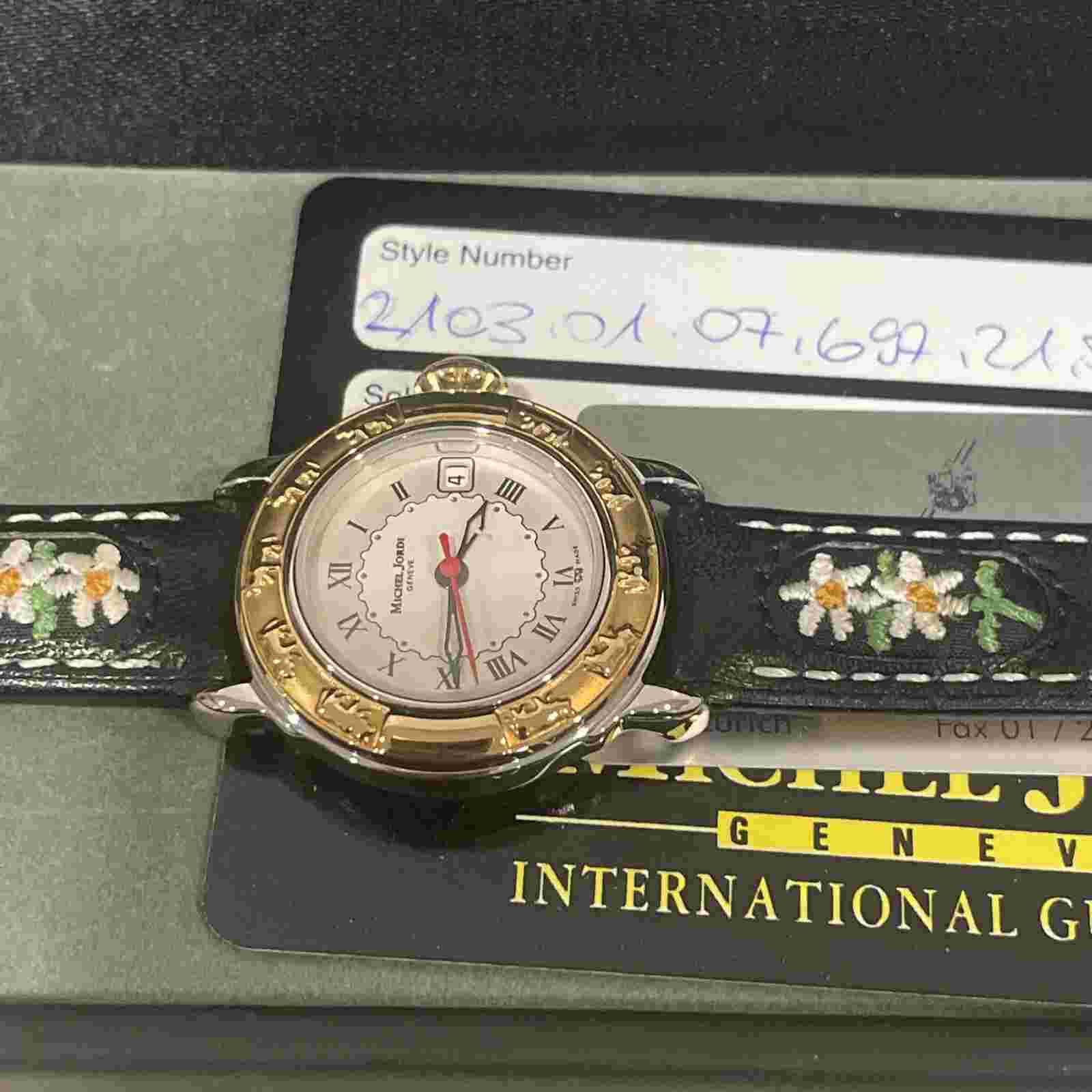 MICHEL JORDI GENEVE Women's Watch Vintage  1991  Leather Swiss New Nice