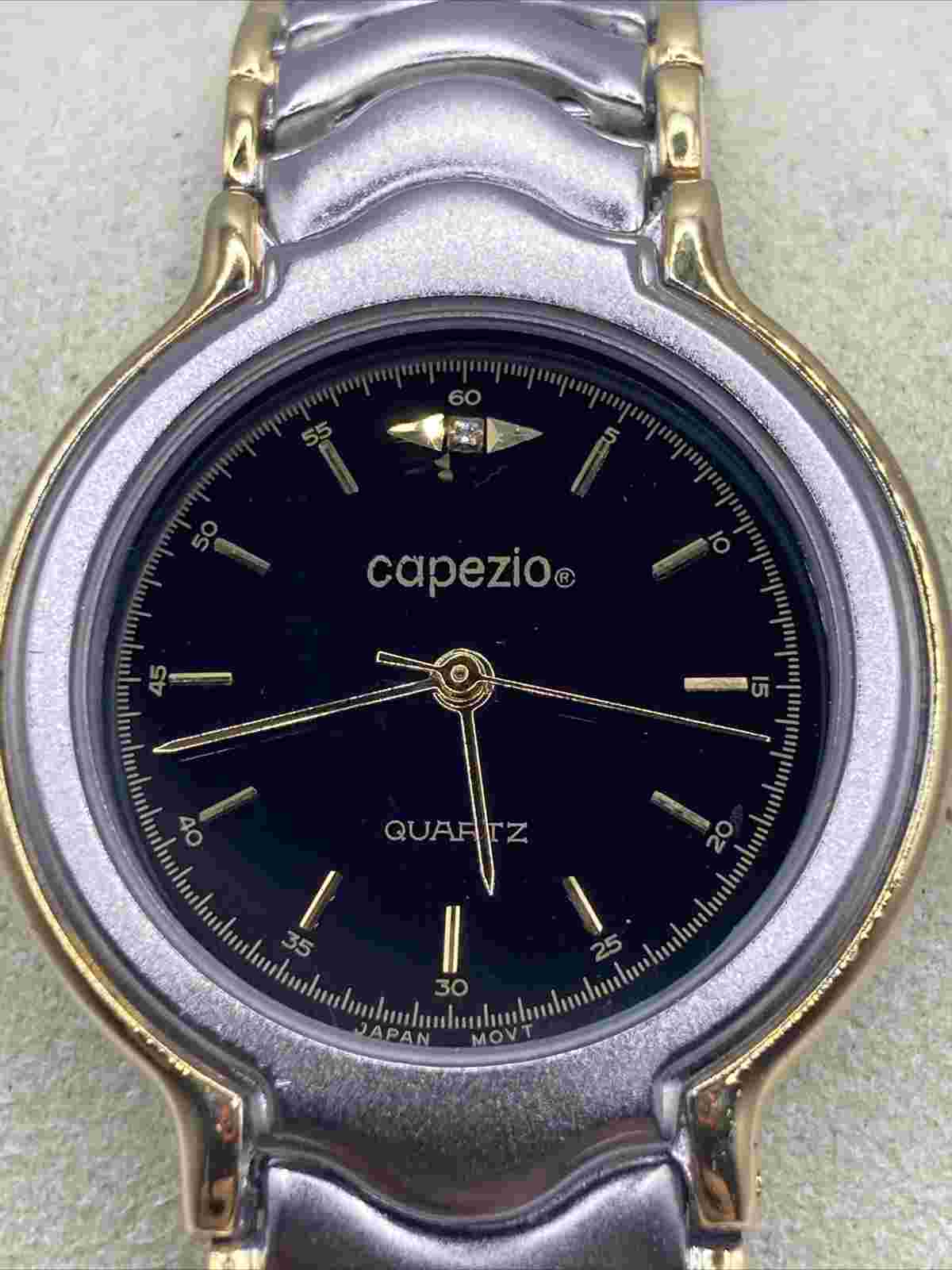 Capezio Ladies 32mm Watch Gold & Silver Tone Black Dial Quarts - RUNS