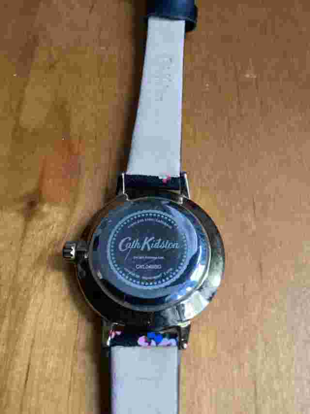 Cath Kidston Ladies  Black DIAL FLOWErS LEATHER STRAP Watch NEW Battery